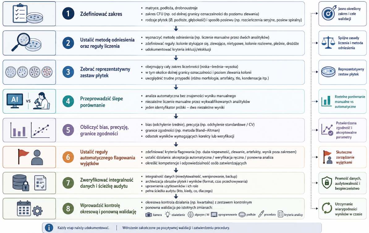 Schemat etapów wdrożenia automatycznego liczenia kolonii